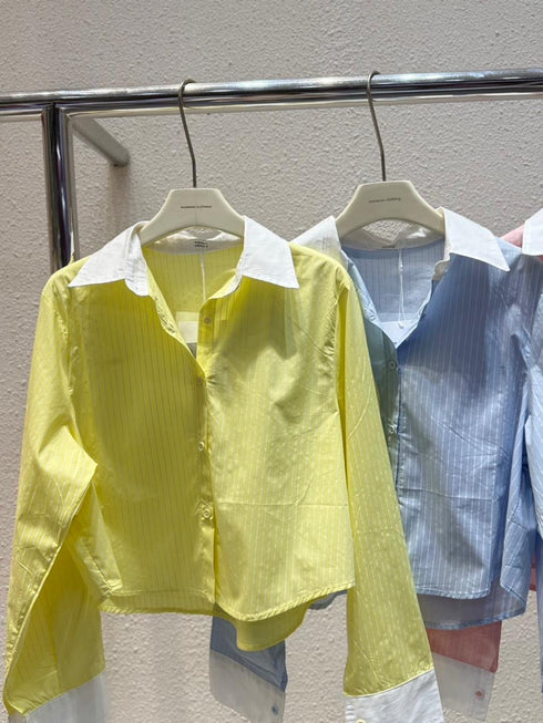 Women Casual stripes Crop Shirts